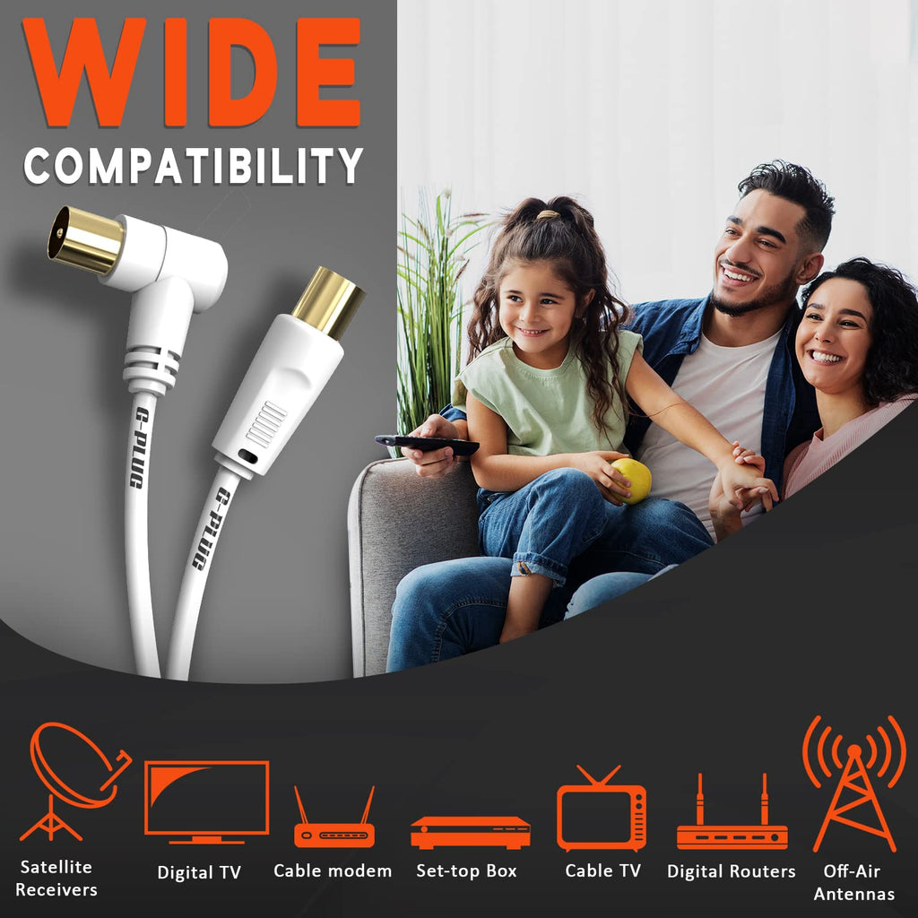 G-PLUG 1m TV Aerial Cable, Coaxial Cable for Freeview, Sky Box and Freesat