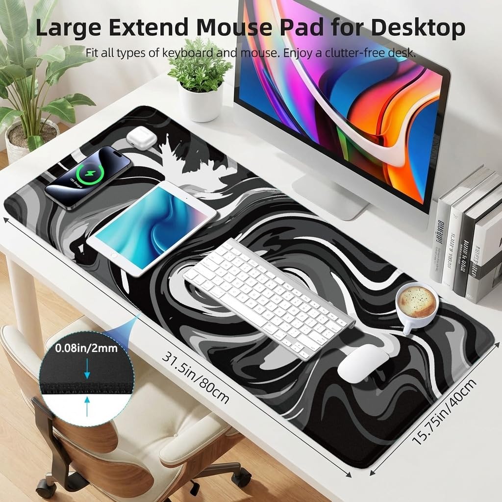 Rcege Large Gaming Mouse Pad Extended Desk Mat with Non Slip Stitched Edge
