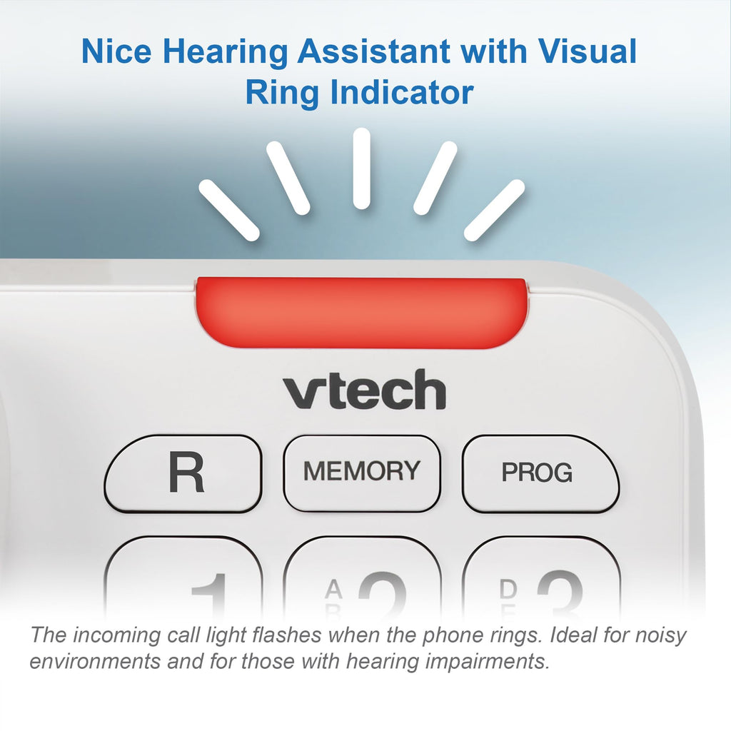 Vtech SA3100 Corded Senior Phone for Elderly with High-Contrast Large Buttons,Multilingual Talking Digits,Visual Ringer,Speed Dial,Speakerphone,No AC Power,Earpiece and Speakerphone Volume Control