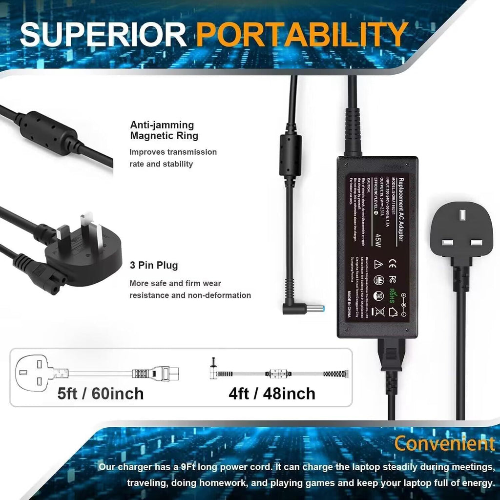65W USB C Laptop Charger Compatible with HP Lenovo Dell Asus Samsung Acer Google Chromebook Charger Fast Charging Type C Power Adapter