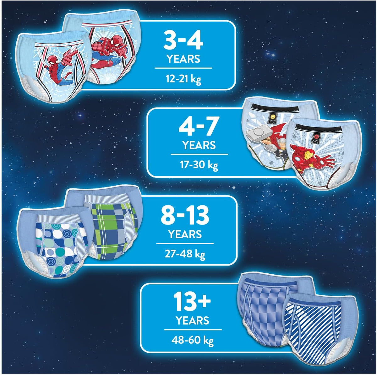 HUGGIES DryNites, Pyjama Pants, Boys 13+ Years (48-60KG), 33 x Bedwetting Pants, Up to 100% Leak Free Nights