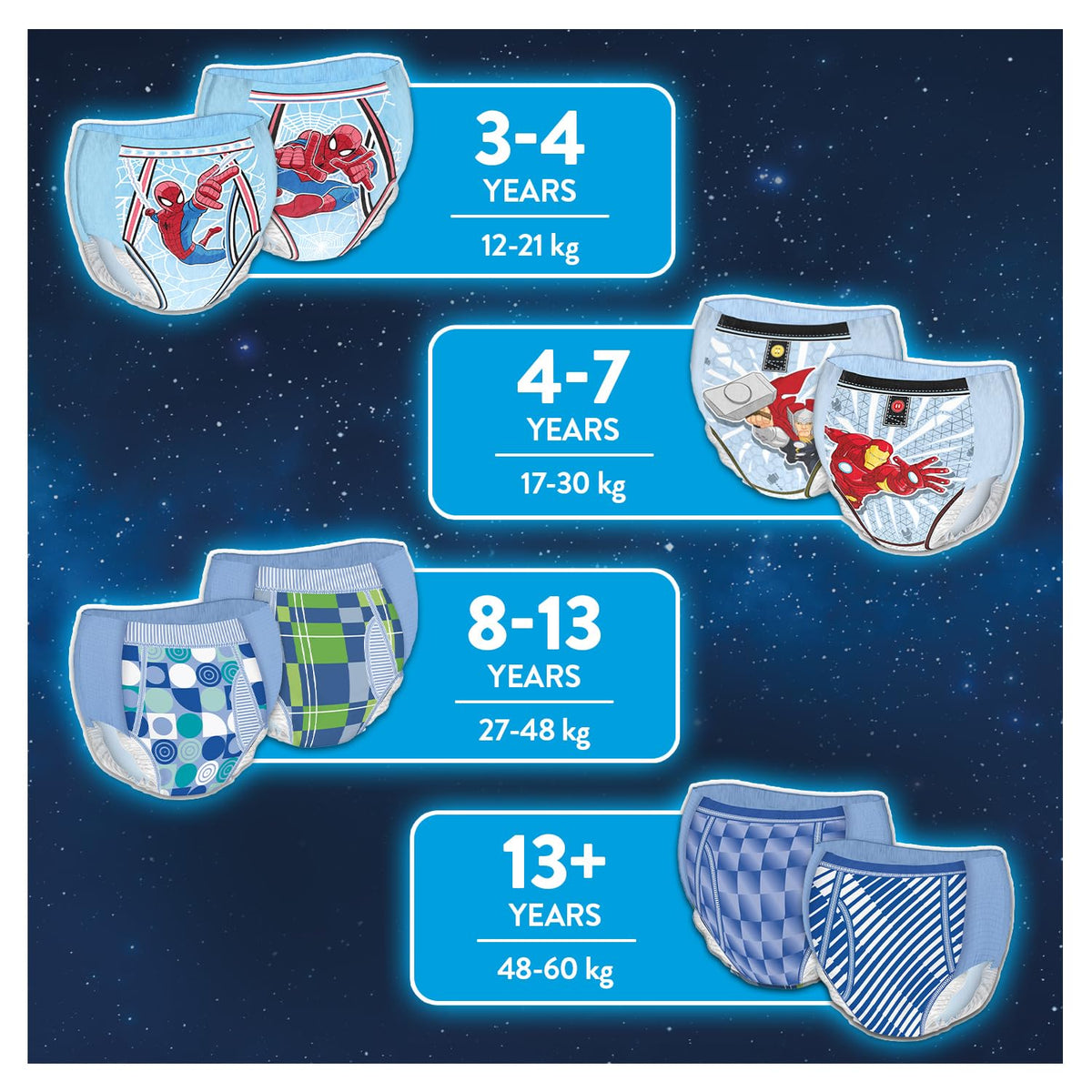 HUGGIES DryNites, Pyjama Pants, Boys 13+ Years (48-60KG), 33 x Bedwetting Pants, Up to 100% Leak Free Nights