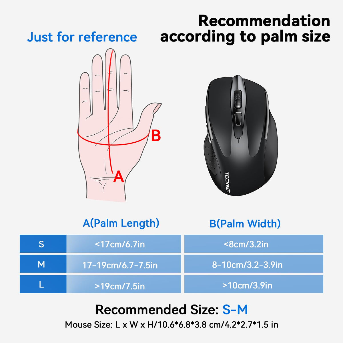 TECKNET Bluetooth Mouse, Wireless Mouse Rechargeable