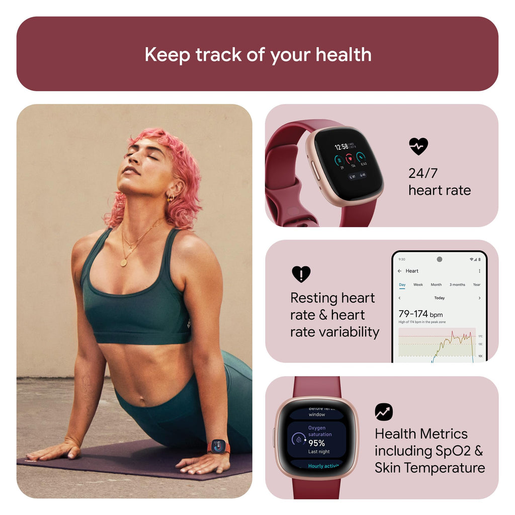 Google Fitbit Versa 4 Fitness Smartwatch with built-in GPS and up to 6 days battery life - compatible with iOS 15 or higher & Android OS 9.0 or higher, Waterfall Blue/Platinum