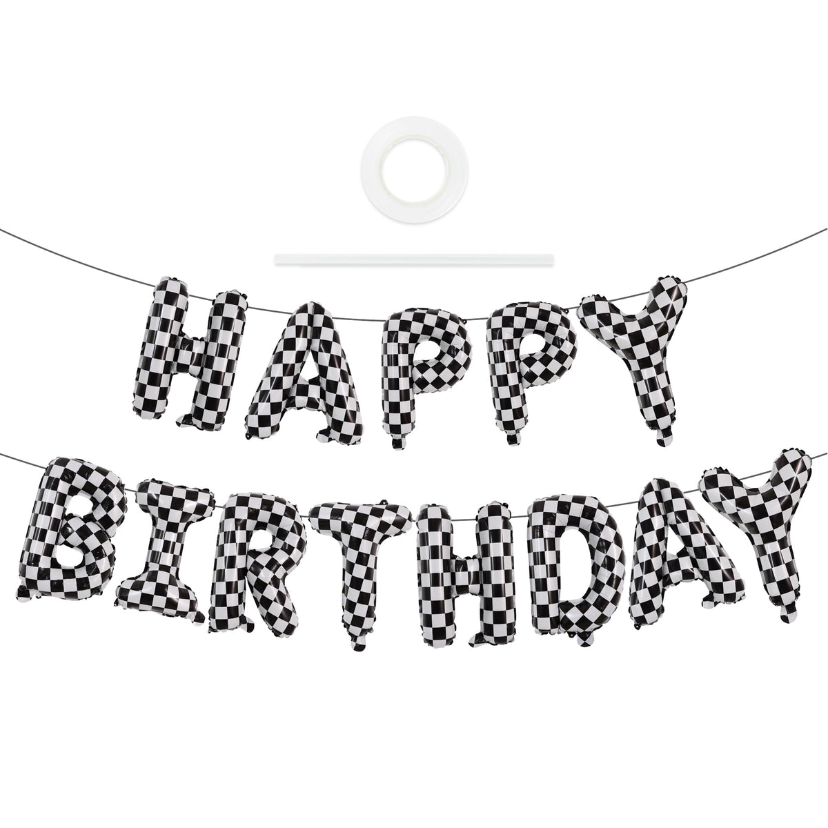 TONIFUL 16 Inch Black Happy Birthday Balloons Banner Decorations for Men