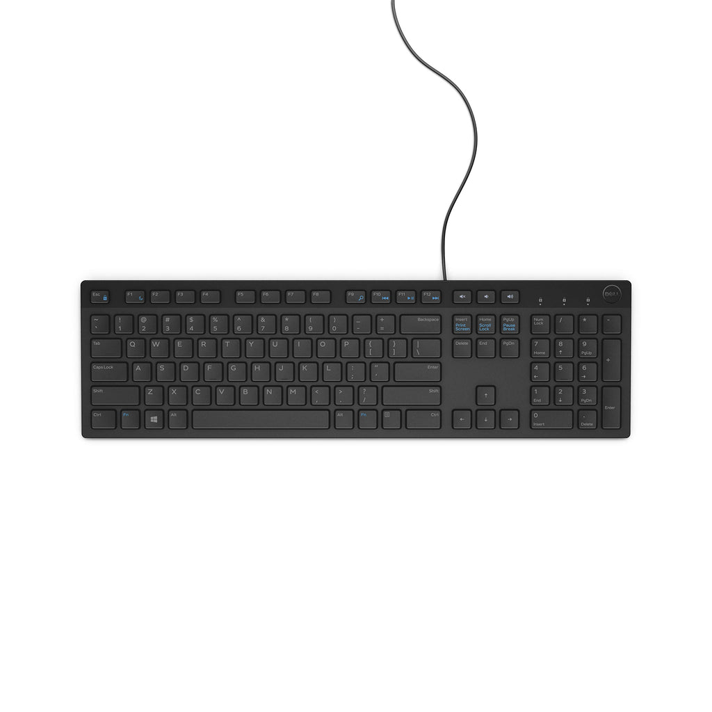Dell Multimedia Wired Keyboard KB216, Spill Resistant, Quiet Keys, Black