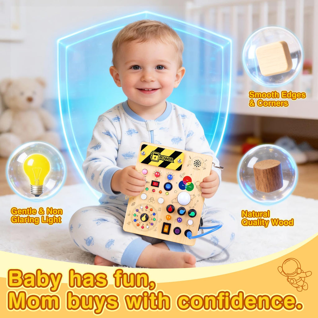 Grarain Busy Board for Toddlers - Montessori Educational Toy for 1-3 Year Old Boys & Girls | Travel-Friendly Sensory Learning Activity | Ideal for Kids with Autism(Busy Board v2)
