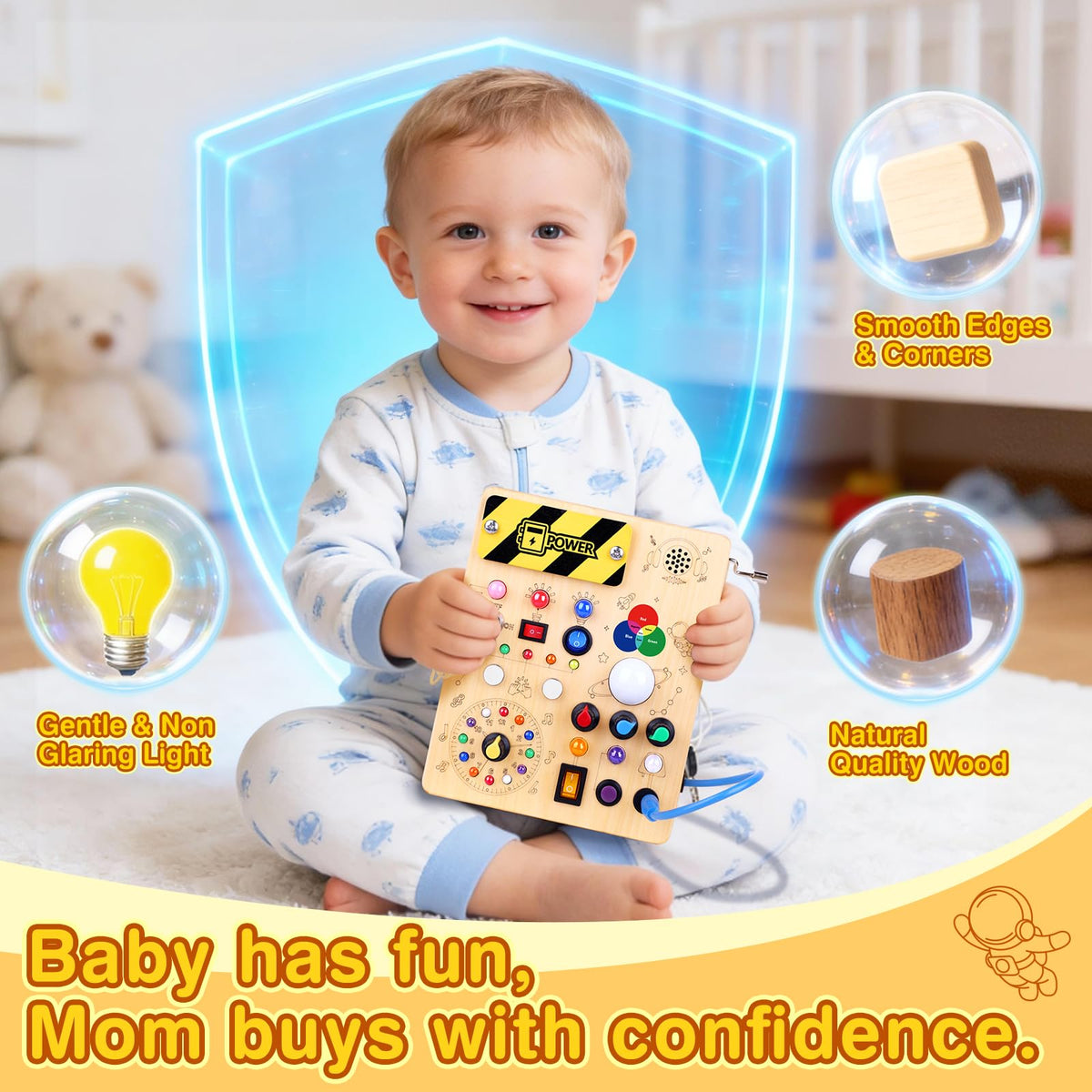 Grarain Busy Board for Toddlers - Montessori Educational Toy for 1-3 Year Old Boys & Girls | Travel-Friendly Sensory Learning Activity | Ideal for Kids with Autism(Busy Board v2)