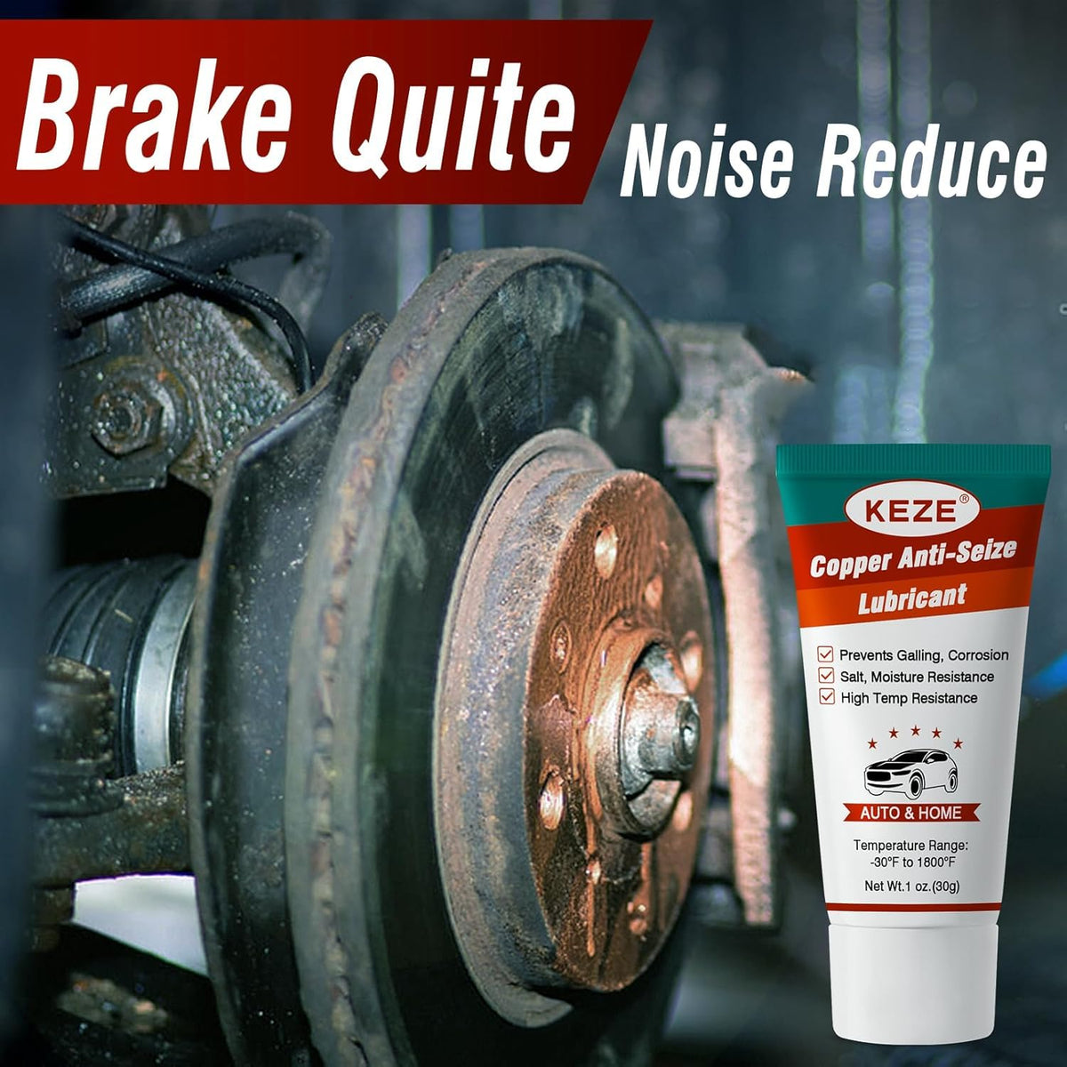 KEZE Grease Ceramic Brake Lube Automotive Heat Resistant, Rust Corrosion Protection Moisture-Proof Stop Squeal Synthetic Pin Grease for Bushing Caliper Pin Brake Pad,30g Each, 1-Pack