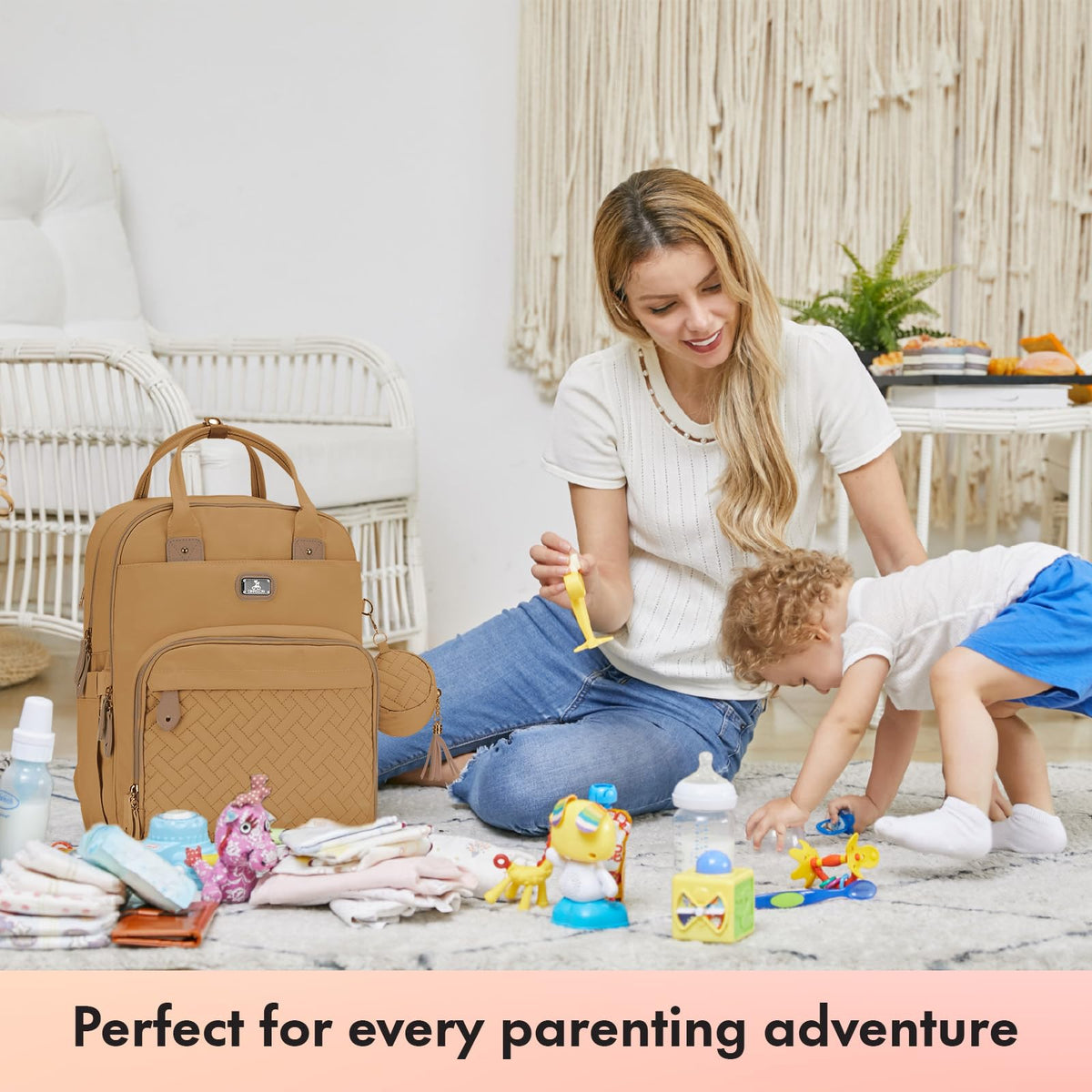 Dikaslon Baby Changing Bag Backpack, Large Nappy Back Pack Multifunction Baby Bags with Portable Changing Mat, Pacifier Holder, and Stroller Straps, for Mom and Dad
