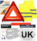EVAQ8 Europe Travel Driving Kit 2026 Includes the Four Core Items UK Cars Must Carry When Travelling to France, Italy, Germany, Spain: UK Sticker, Warning Triangle, Vests, Headlamp Beam Converters