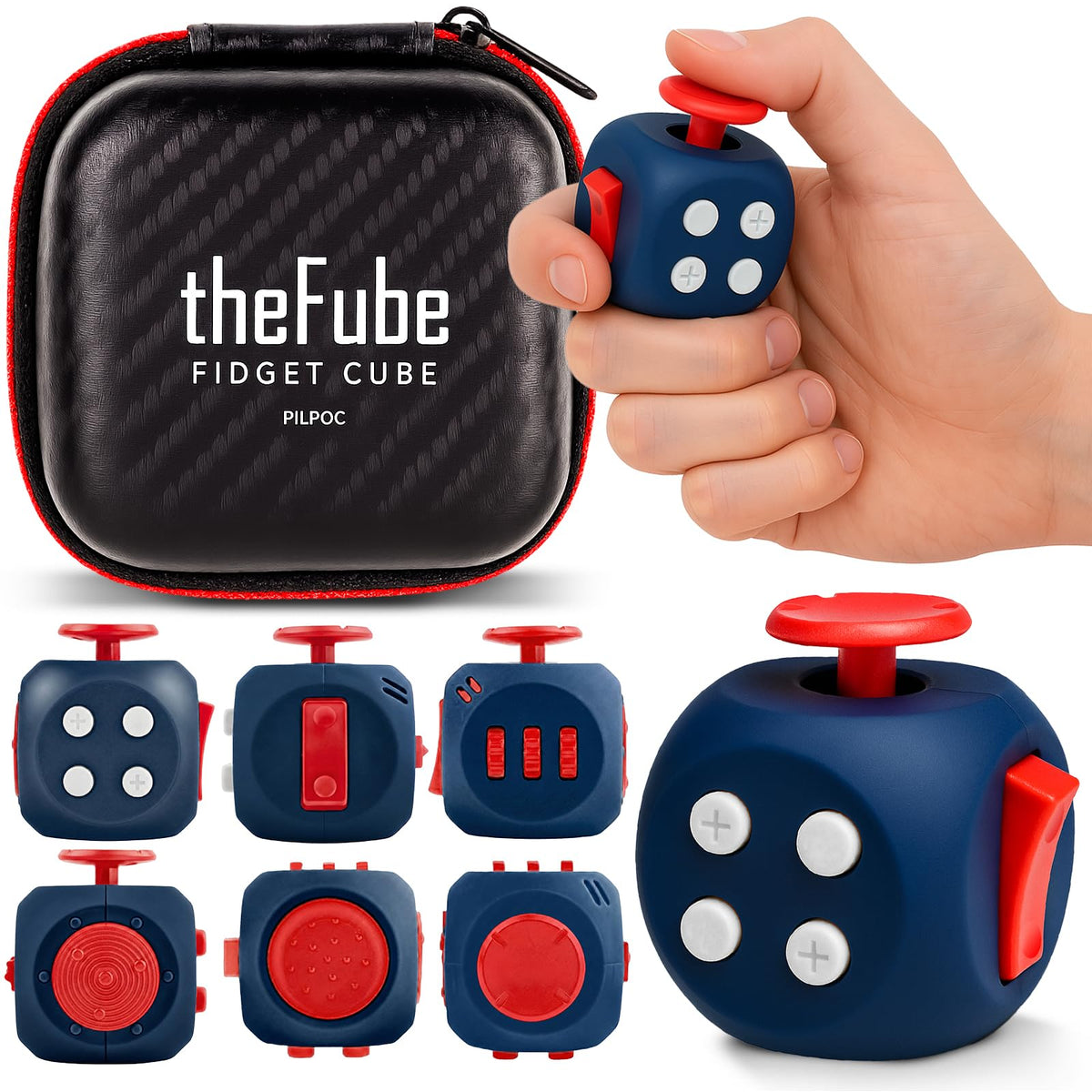 PILPOC theFube Fidget Cube Handy Anxiety Toys for Kids and Adults (Black)