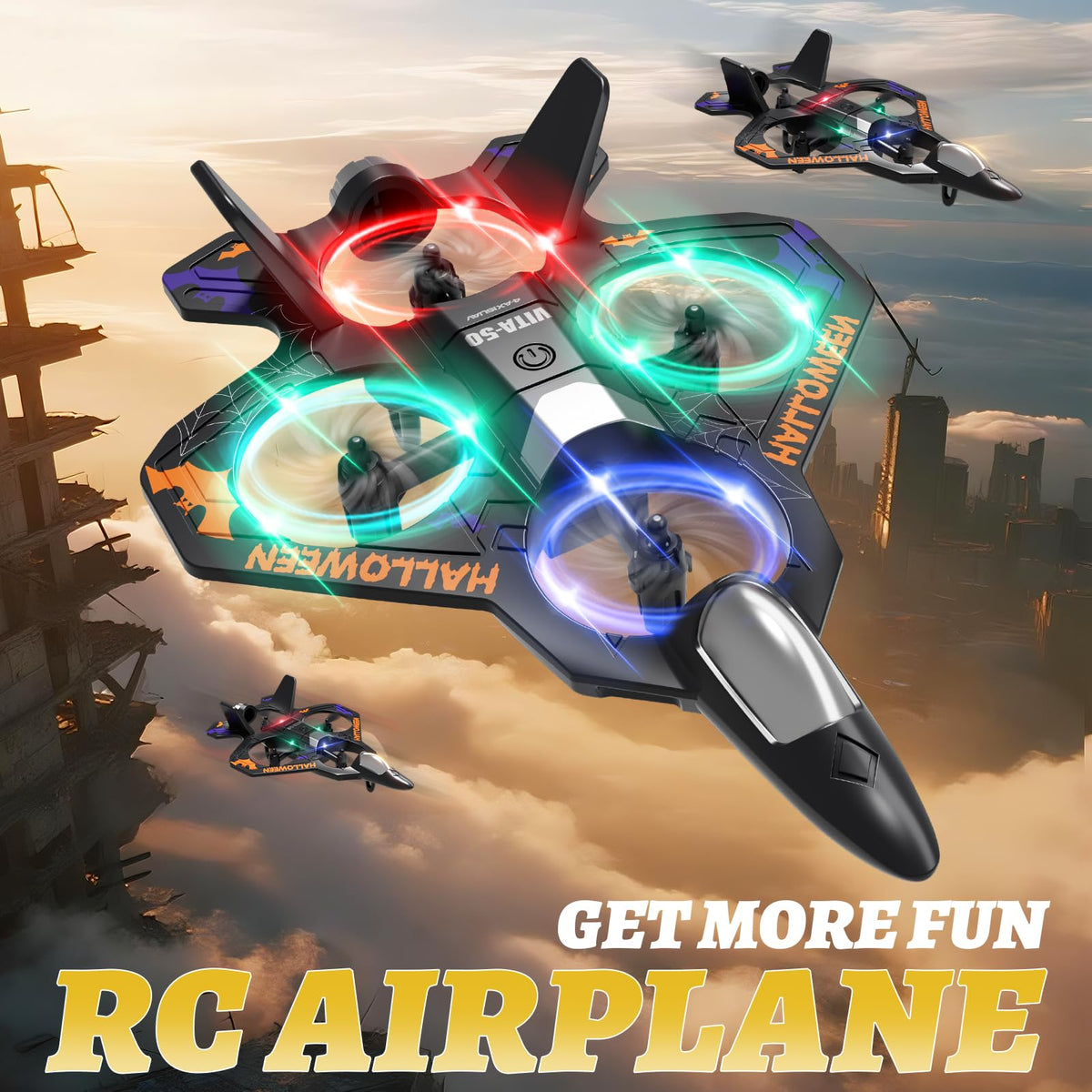 RC Planes Remote Control Airplanes Drones for Kids Adults,Black,3Batteries