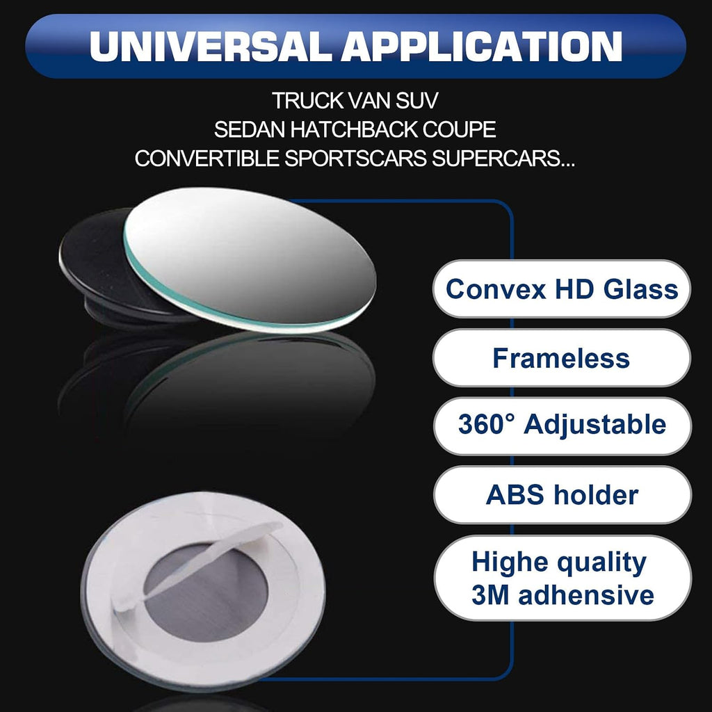Spurtar Blind Spot Mirrors for Cars, Round Frameless 360° Rotate, 2 Pack