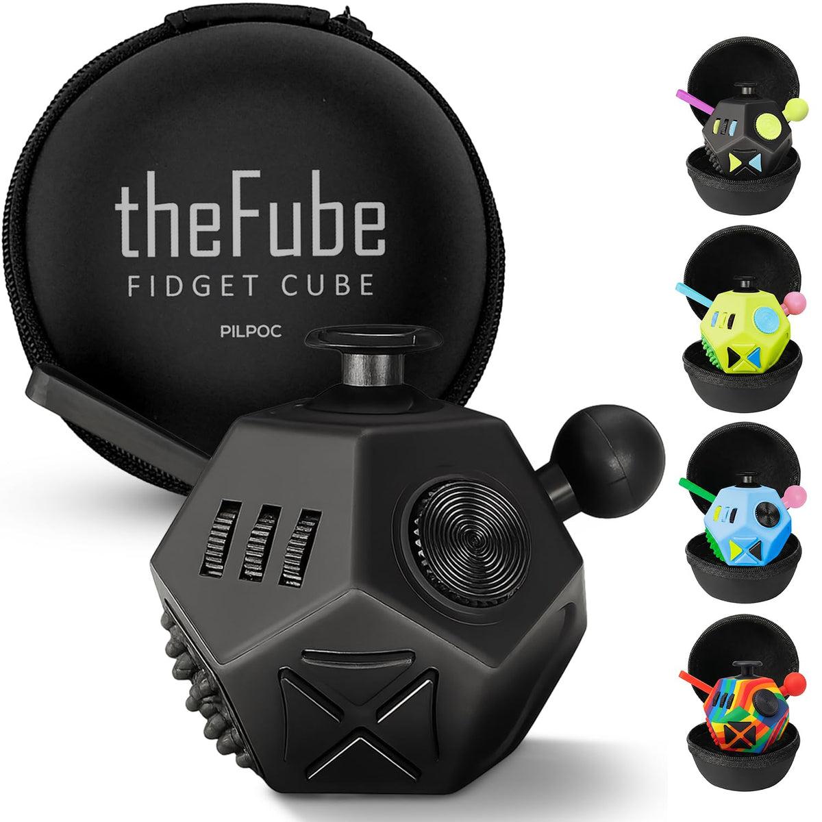 PILPOC theFube Fidget Cube Handy Anxiety Toys for Kids and Adults (Black)