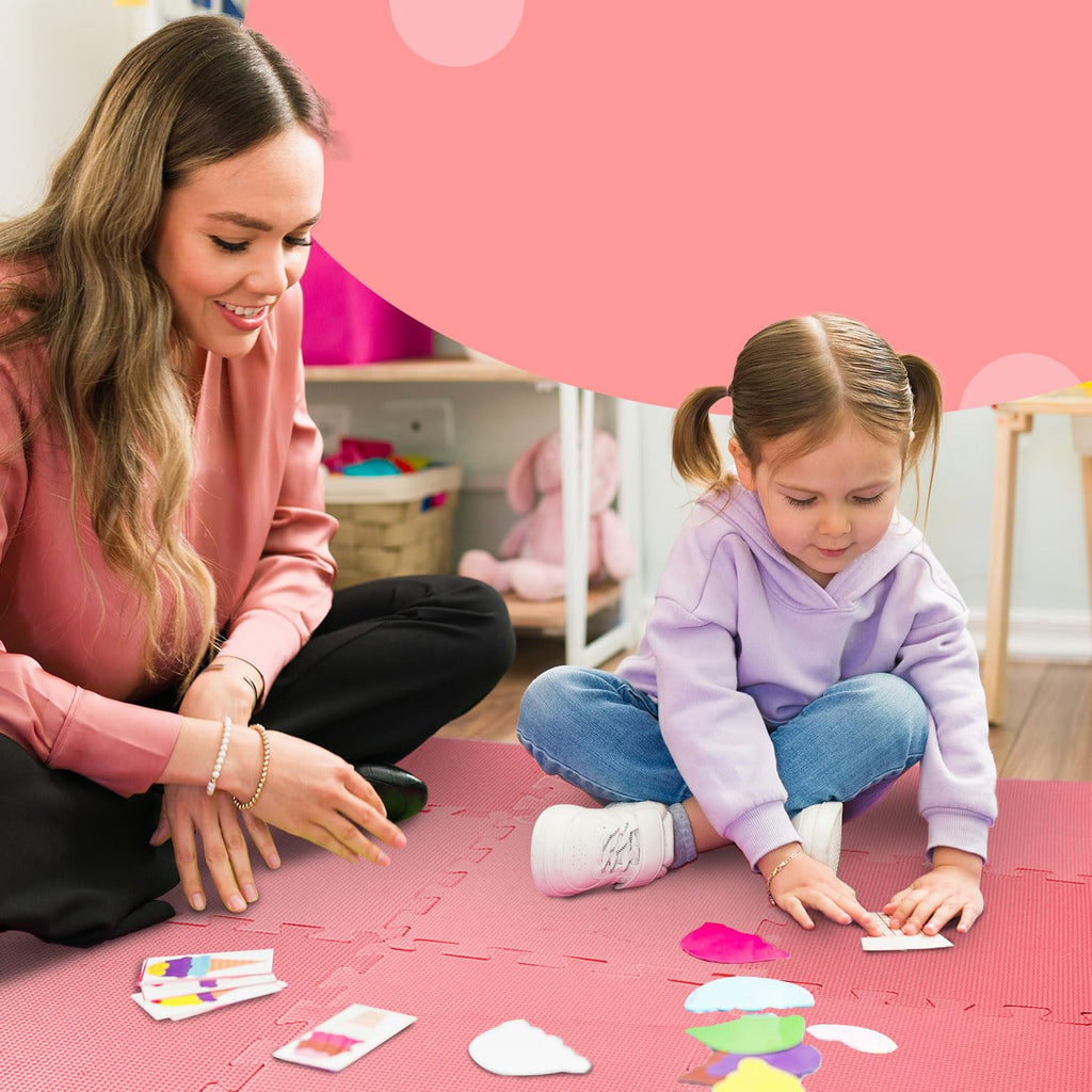 kidoola Foam Baby Play Mat (29x29cm) – Thick & Soft EVA Foam Interlocking Floor Tile Matting for Children – Large Multi Colour, Safe & Comfortable 7mm Thick Play Flooring (27pc)
