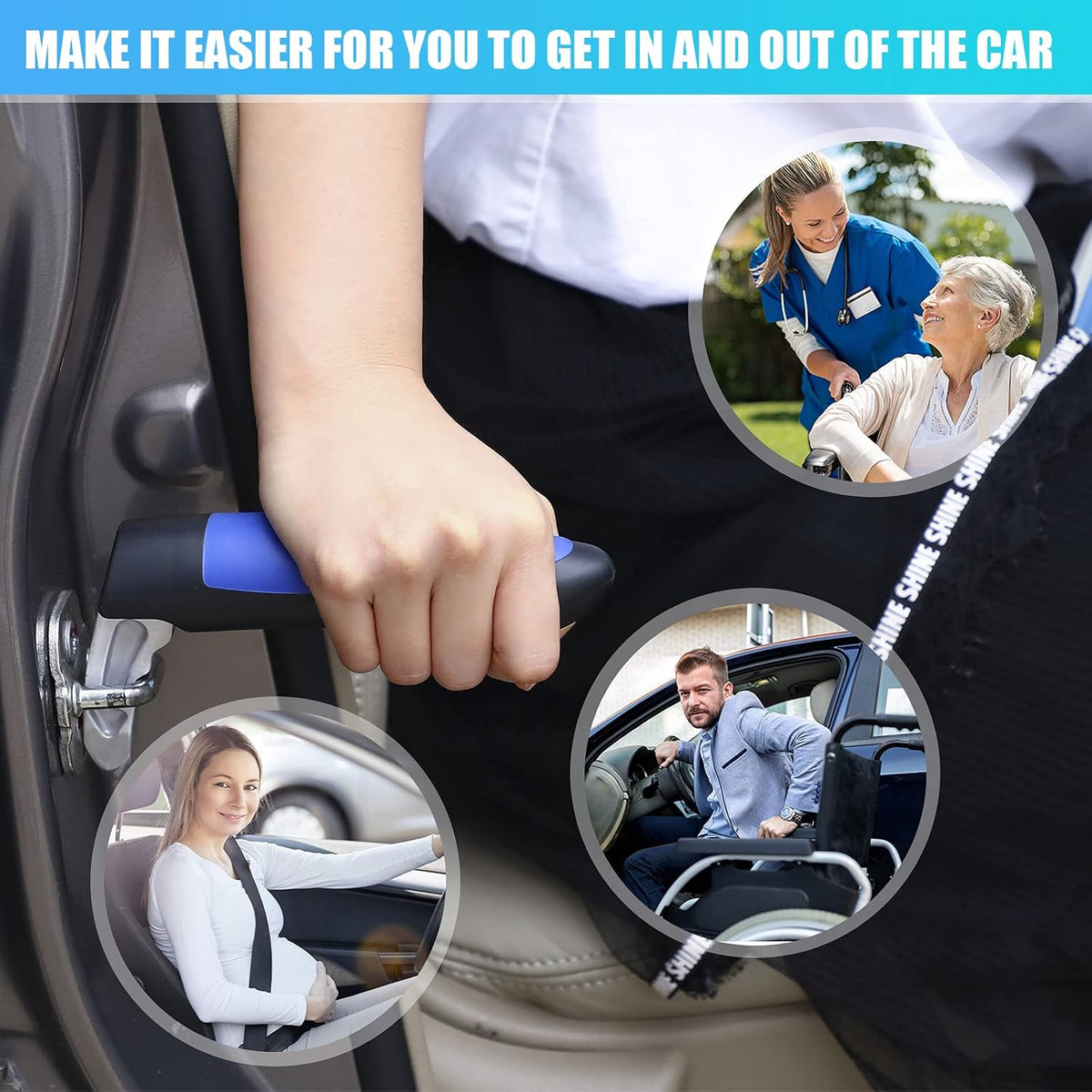 Fox Bunny Portable Car Door Armrest - Disabled Mobility Aid, Standing Assist, Emergency Escape Tool, Window Breaker