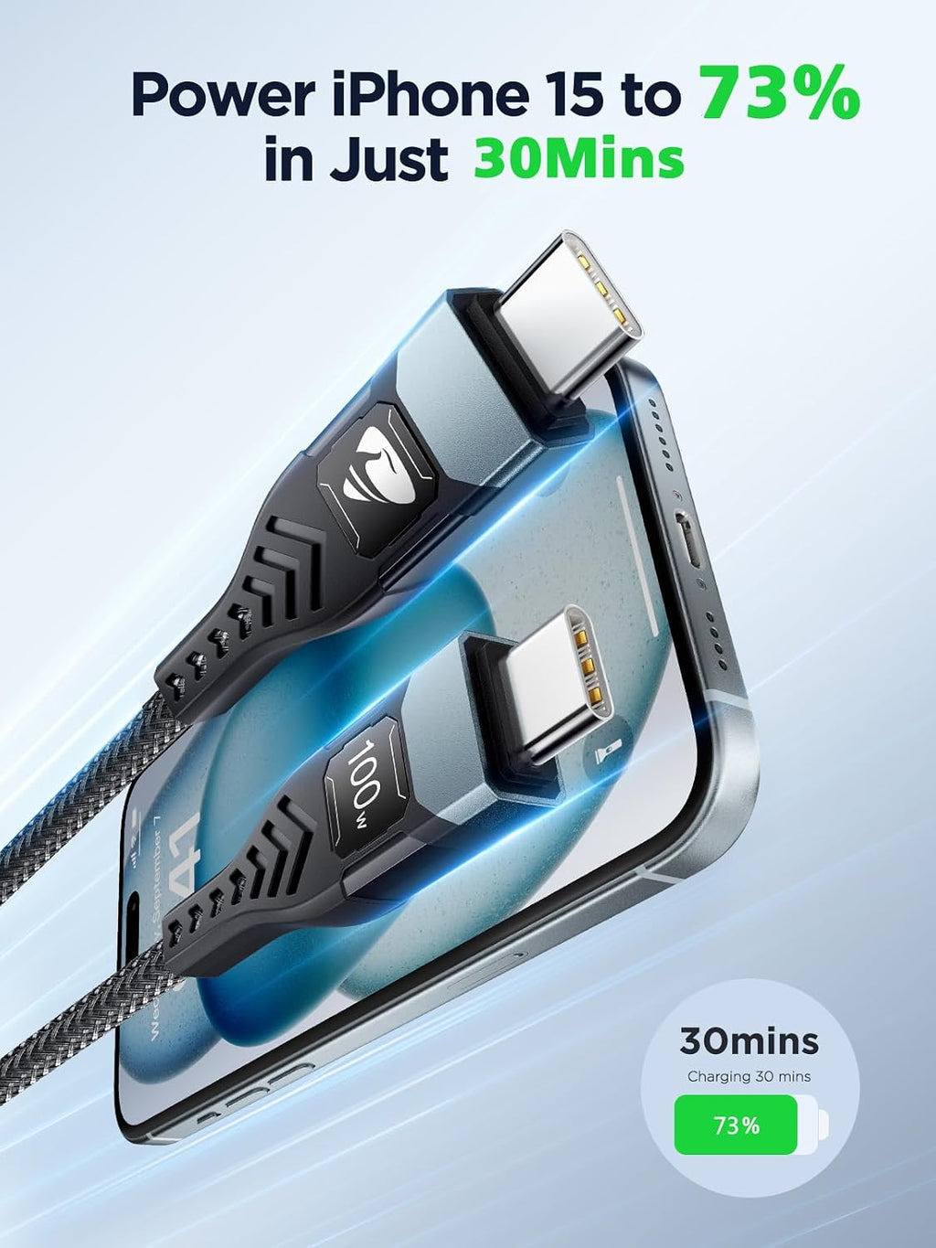 100W USB C to USB C, Fast Charging Cable 3M Long Type C Cable C to C Charger Fast Charg Lead Usbc to Usbc for iPhone 16 15 Pro Max Plus MacBook iPad Pro/Air Samsung Galaxy S23/S22/S21 Google Pixel