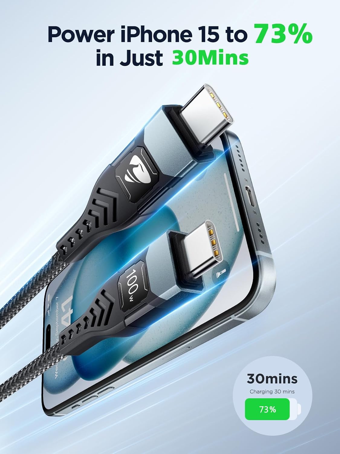 100W USB C to USB C, Fast Charging Cable 3M Long Type C Cable C to C Charger Fast Charg Lead Usbc to Usbc for iPhone 16 15 Pro Max Plus MacBook iPad Pro/Air Samsung Galaxy S23/S22/S21 Google Pixel