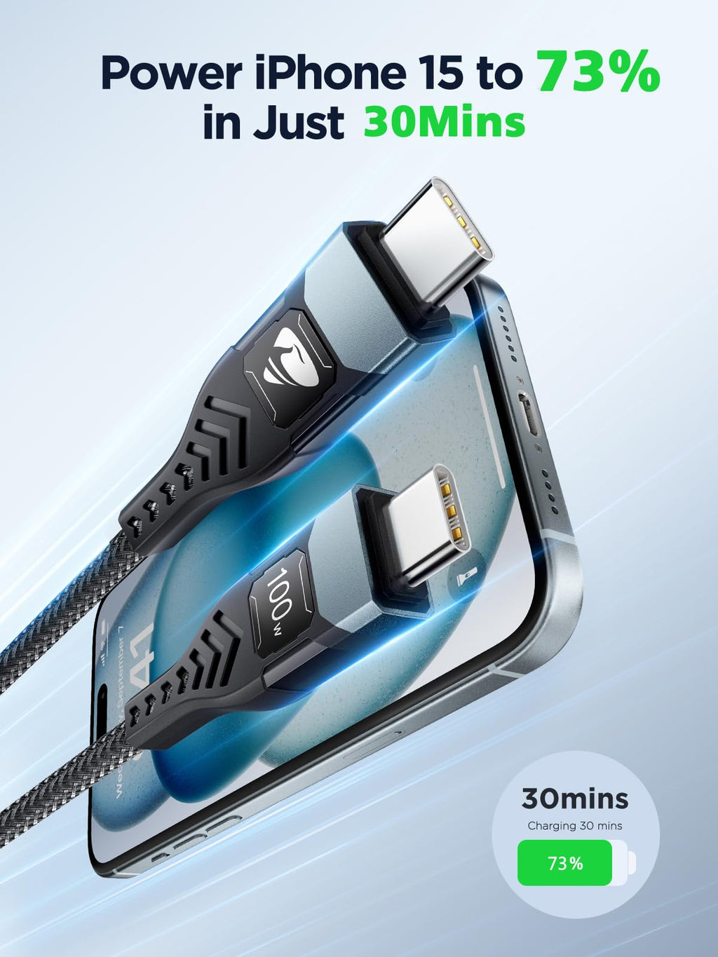 100W USB C to USB C, Fast Charging Cable 3M Long Type C Cable C to C Charger Fast Charg Lead Usbc to Usbc for iPhone 16 15 Pro Max Plus MacBook iPad Pro/Air Samsung Galaxy S23/S22/S21 Google Pixel