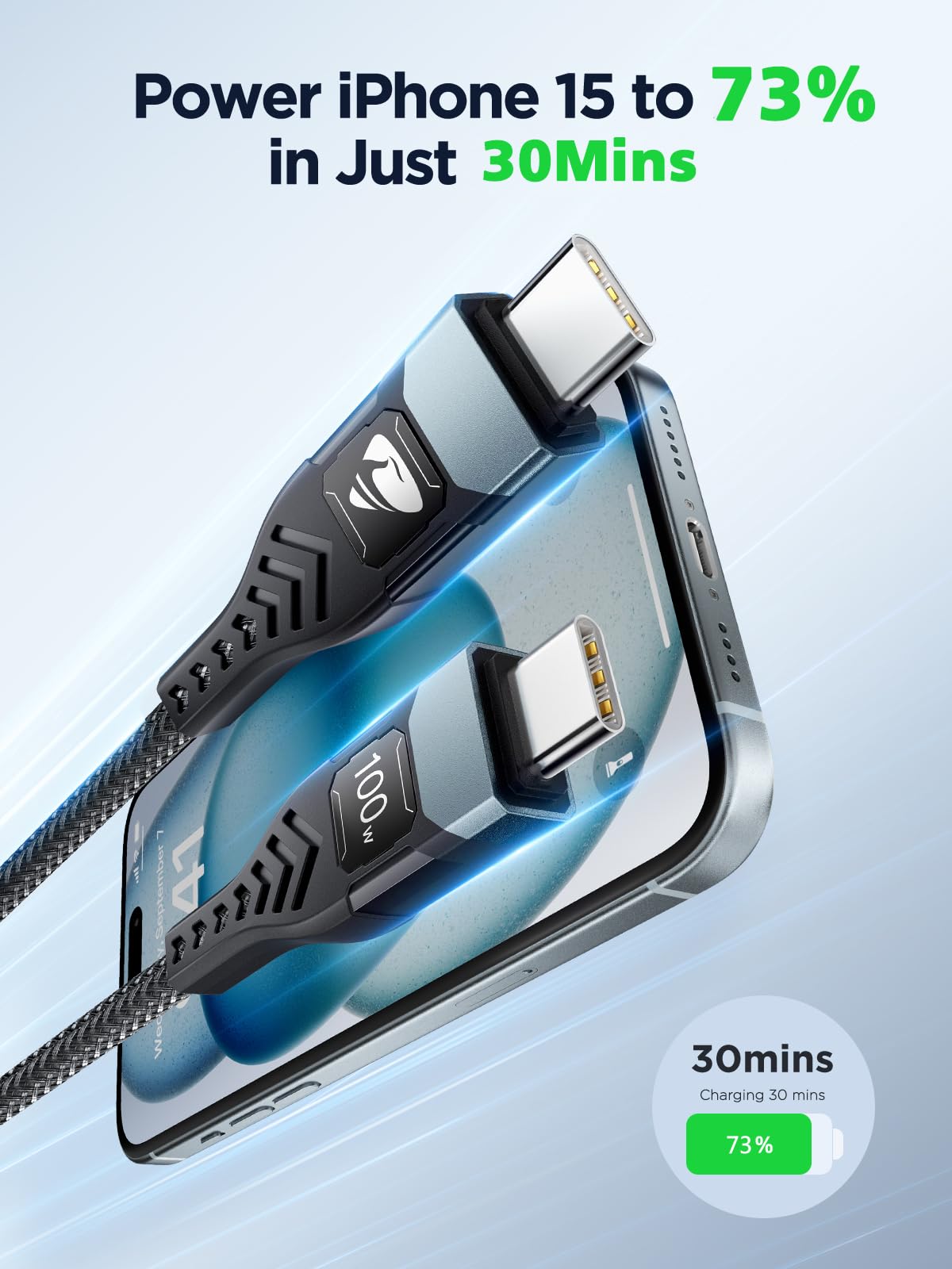 100W USB C to USB C, Fast Charging Cable 3M Long Type C Cable C to C Charger Fast Charg Lead Usbc to Usbc for iPhone 16 15 Pro Max Plus MacBook iPad Pro/Air Samsung Galaxy S23/S22/S21 Google Pixel