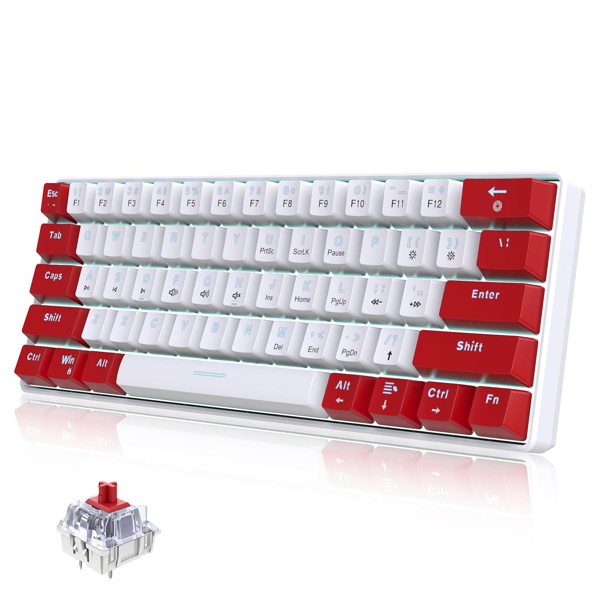 Snpurdiri 2.4G 60% Wireless Gaming Keyboard and Mouse Combo (White-Grey)