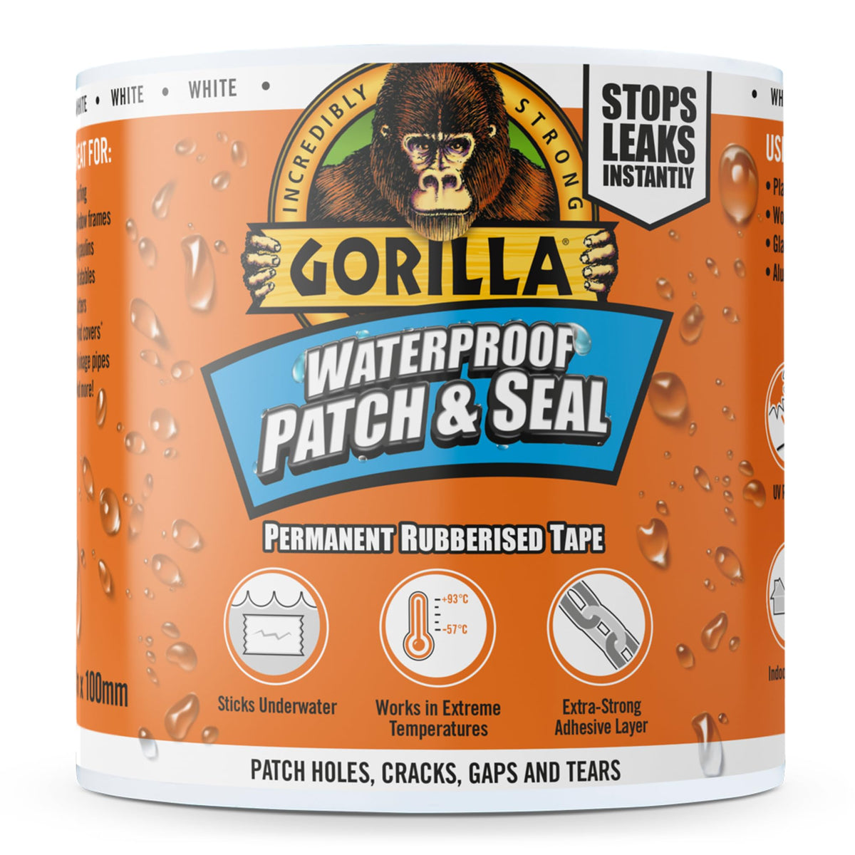 Gorilla Waterproof Patch & Seal Tape White 3m