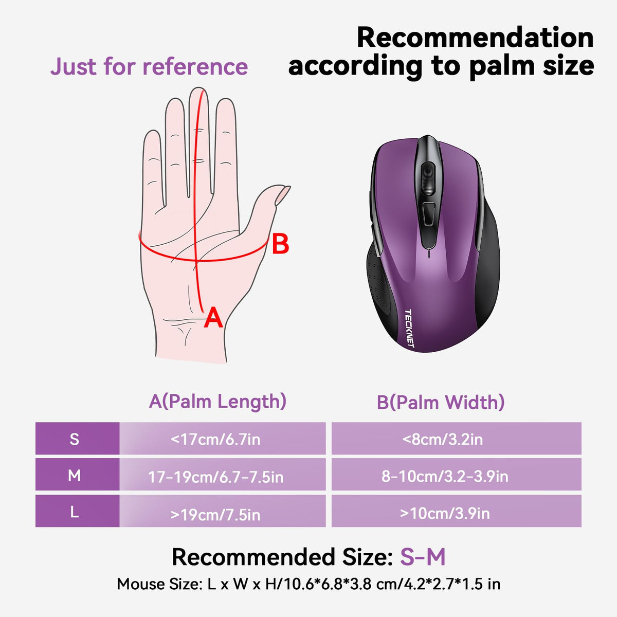TECKNET Bluetooth Mouse, Wireless Mouse Rechargeable