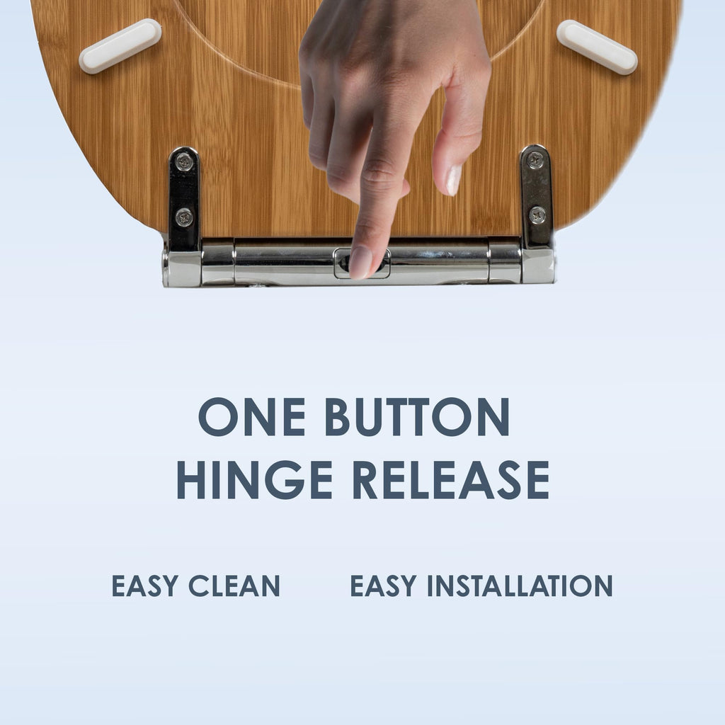 AQUALONA® Luxury Grey Oak Effect Toilet Seat - Soft Close MDF Moulded Wood Seat with Quick Release Button and Durable Hinges - Comfortable, Easy to Clean and Install with Universal Fittings