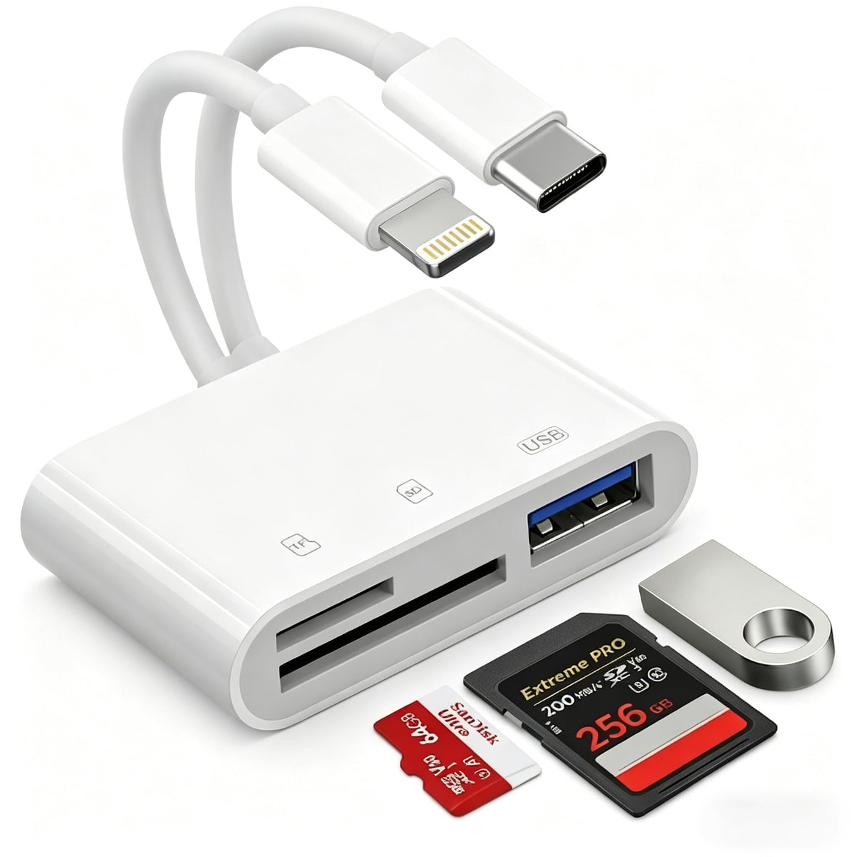 USB C SD Card Reader for iPhone 15 16 17, iPad Pro/mini/Air, MacBook Air/Pro, Samsung S25/S24,Type C Card Reader with Dual Slot Memory Card Reader Trail Camera Card Viewer USB C to SD Card OTG Adapter