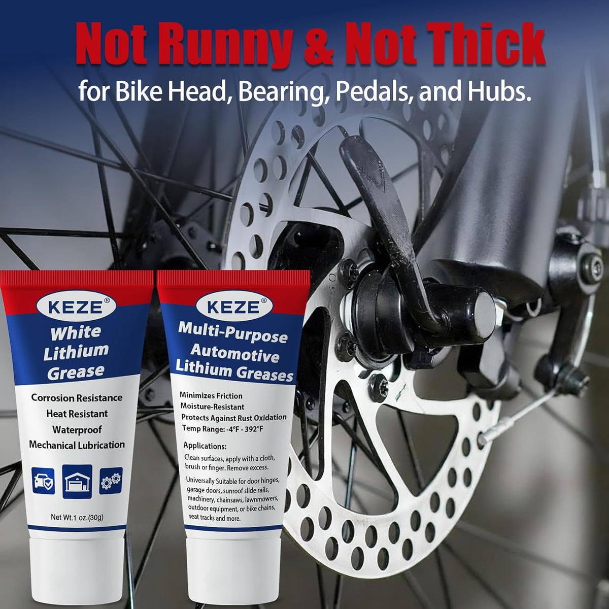 KEZE Grease Ceramic Brake Lube Automotive Heat Resistant, Rust Corrosion Protection Moisture-Proof Stop Squeal Synthetic Pin Grease for Bushing Caliper Pin Brake Pad,30g Each, 1-Pack