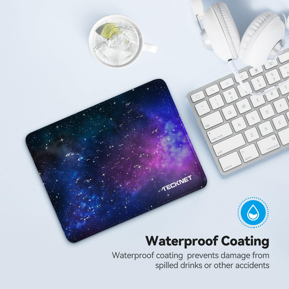 TECKNET Mouse Mat, 2 Packs with Stitched Edges, 270x210x3mm Mousepad