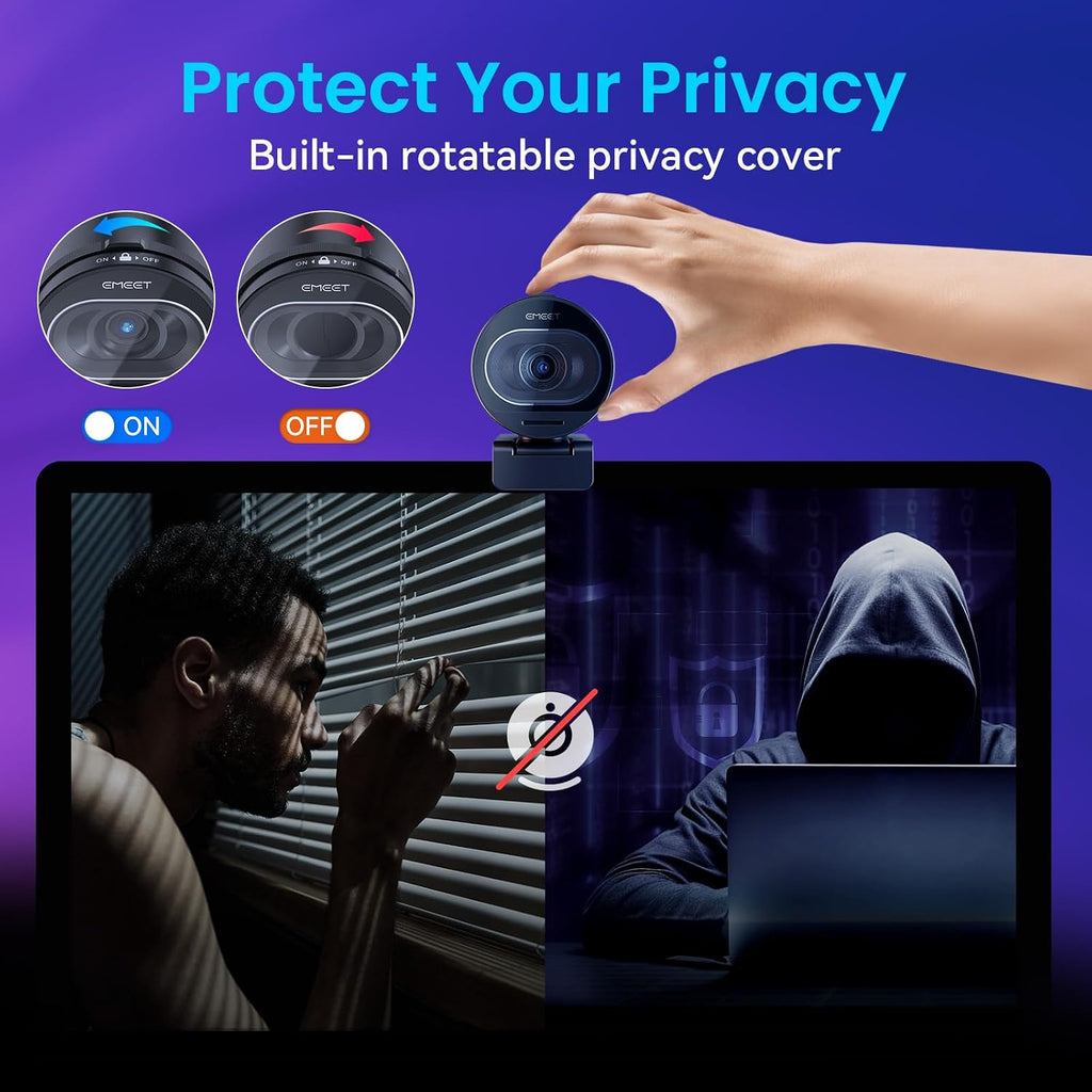 EMEET S600 4K Webcam for Streaming - Sony 1/2.55'' Sensor, PDAF Autofocus, 1080P@60FPS, 2 Noise Reduction Mics, Built-in Privacy Cover, 73° FOV, Streaming Camera for Live Commerce/Gaming/Beauty