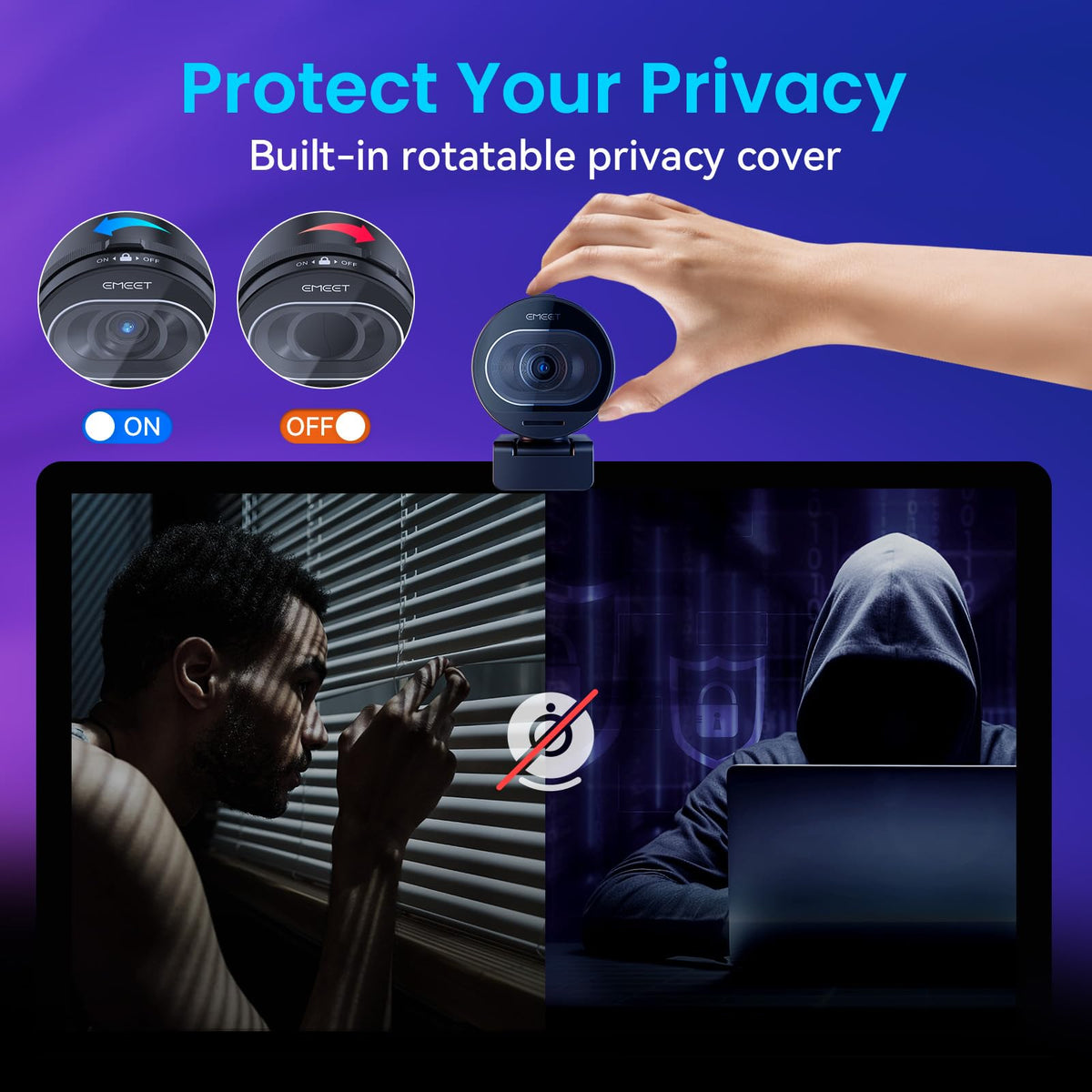 EMEET S600 4K Webcam for Streaming - Sony 1/2.55'' Sensor, PDAF Autofocus, 1080P@60FPS, 2 Noise Reduction Mics, Built-in Privacy Cover, 73° FOV, Streaming Camera for Live Commerce/Gaming/Beauty