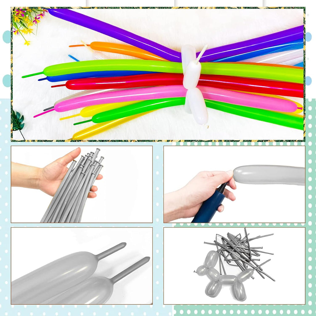 100Pcs clear 260 Balloons Clear Long Skinny Latex Balloon for Animal Ballons, Premium Quality Balloons for Beginners Baloons Making Kid's Carnivals Party Decoartion