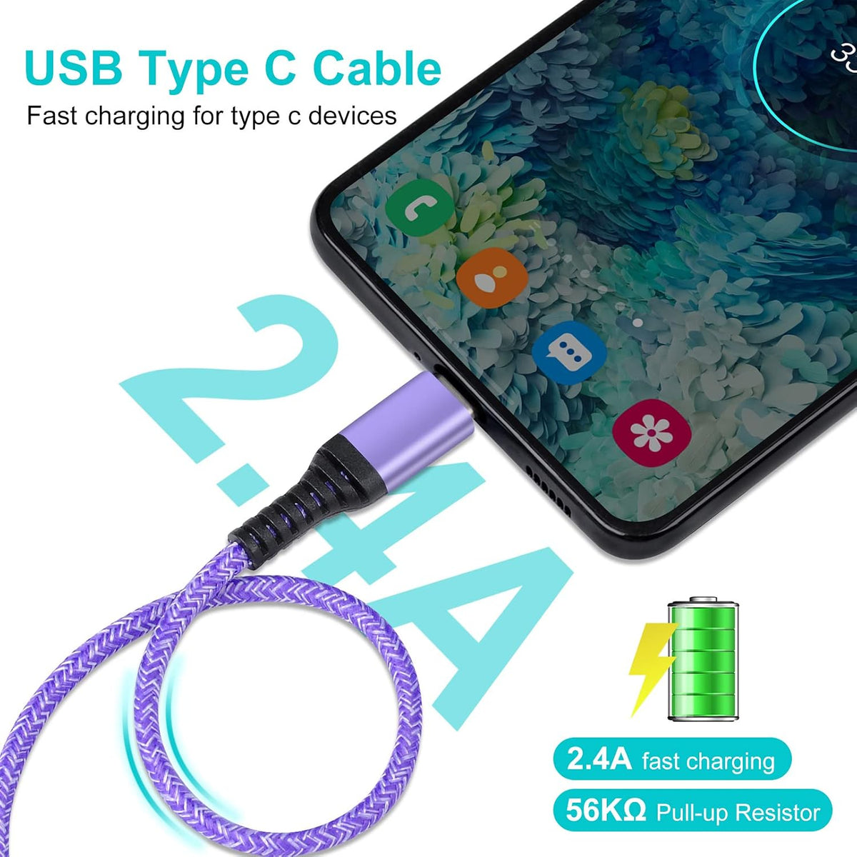 USB C Fast Charger Cable, [3Pack 3FT] Type C Samsung Charger Cable USB C