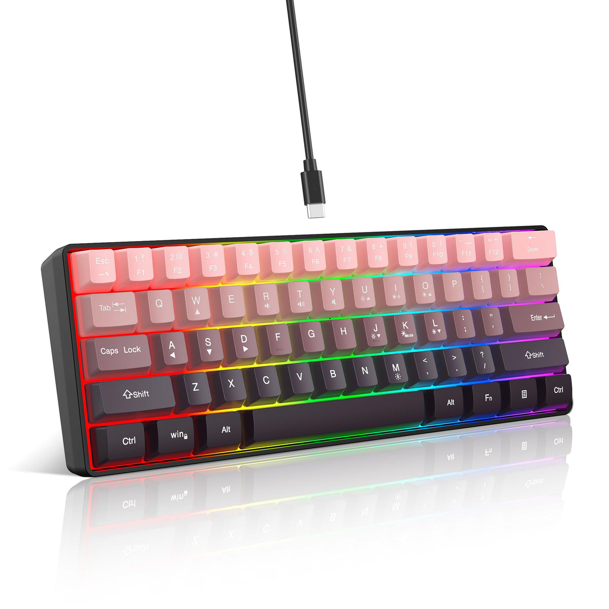 Snpurdiri 2.4G 60% Wireless Gaming Keyboard and Mouse Combo (White-Grey)