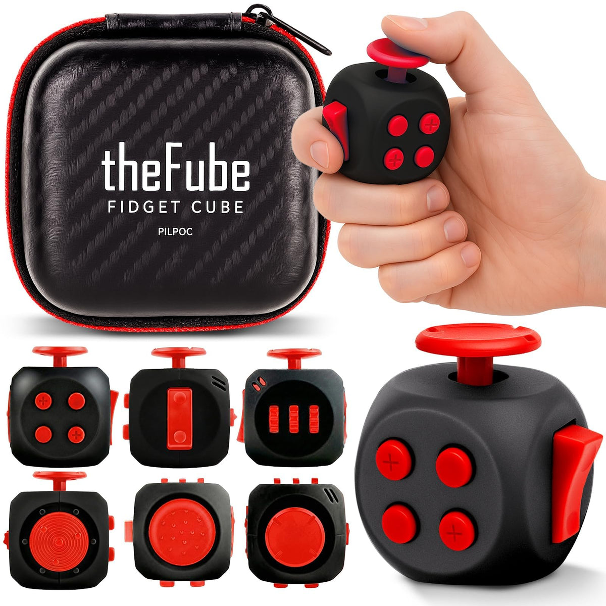 PILPOC theFube Fidget Cube Handy Anxiety Toys for Kids and Adults (Black)