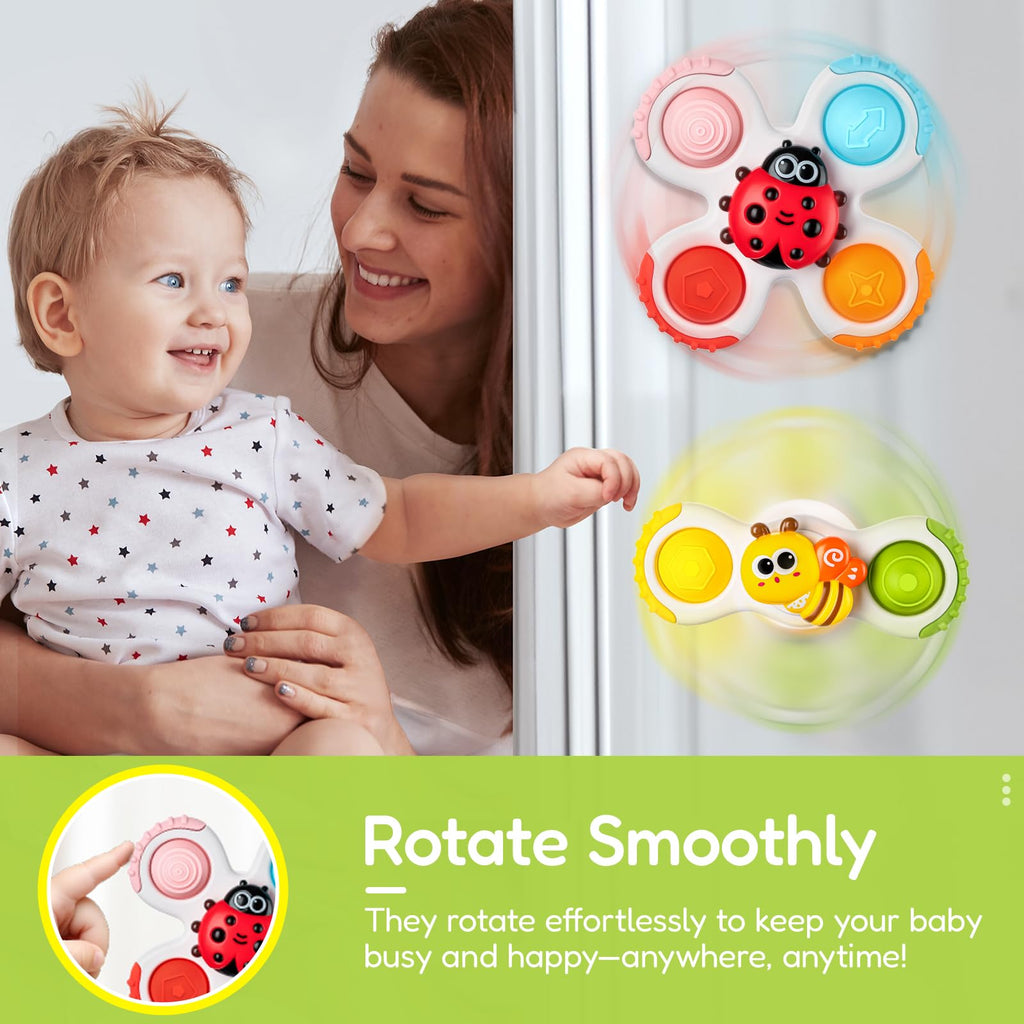 ALASOU Pop Suction Cup Spinner Airplane Travel Toys for 1 Year Old Boy Girl