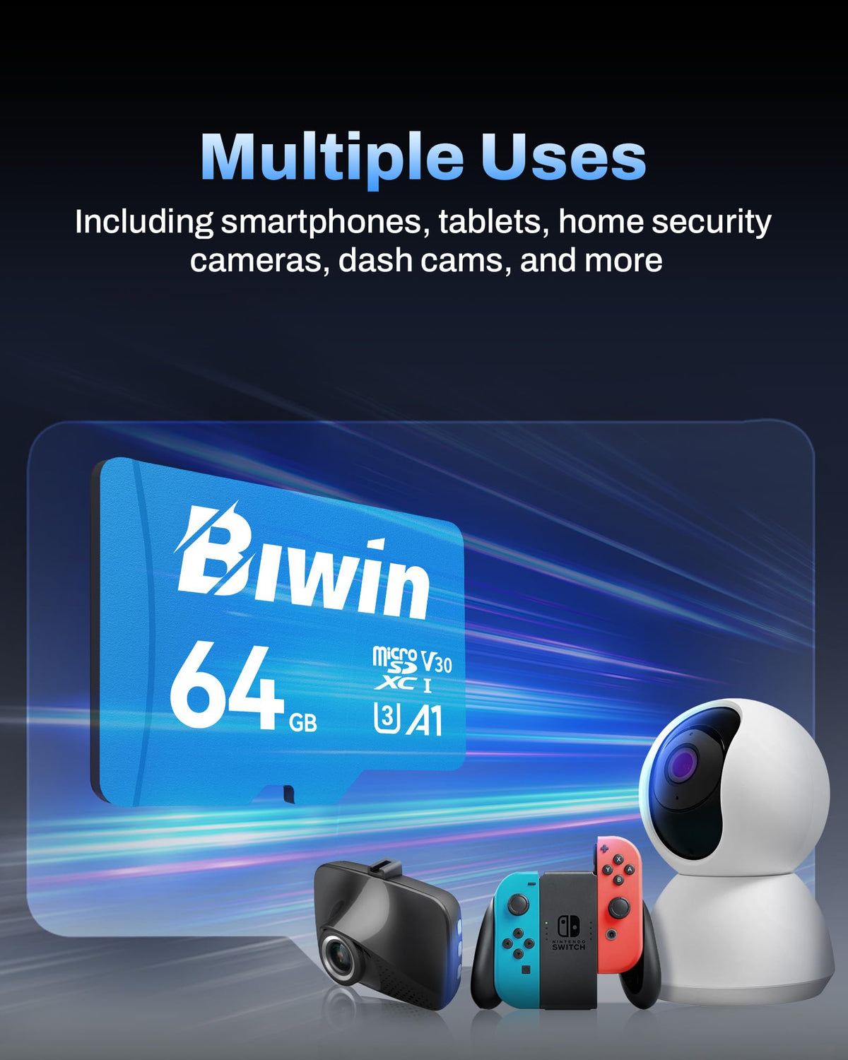 Biwin MS210 Micro SDXC SD Memory Card 512GB, Up to 210 MB/s, UHS-I V30 4K UHD A2 U3 SD Card for Digital Camera, Smartphones, Action Cams, Drones