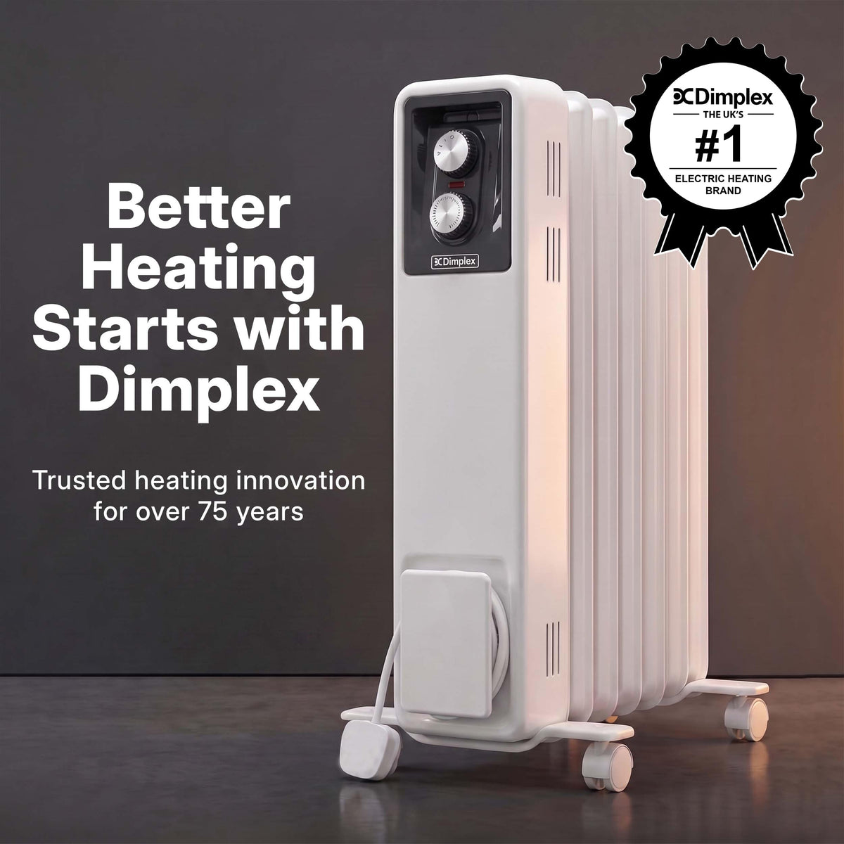 Dimplex ECR20TIE Oil Free Portable Radiator, 2kW Electric Heater, Timer