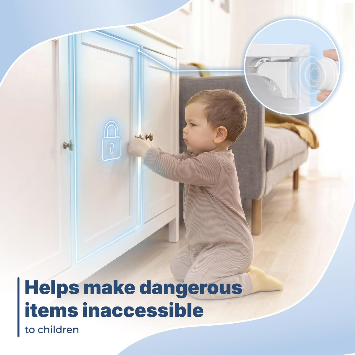 Hoffenbach – 20 Locks & 4 Keys – Magnetic Cupboard Locks – Child Safety Locks for Cabinets, Drawers & Kitchen – Invisible Baby Proofing with Magnet for Doors & Cupboards – White