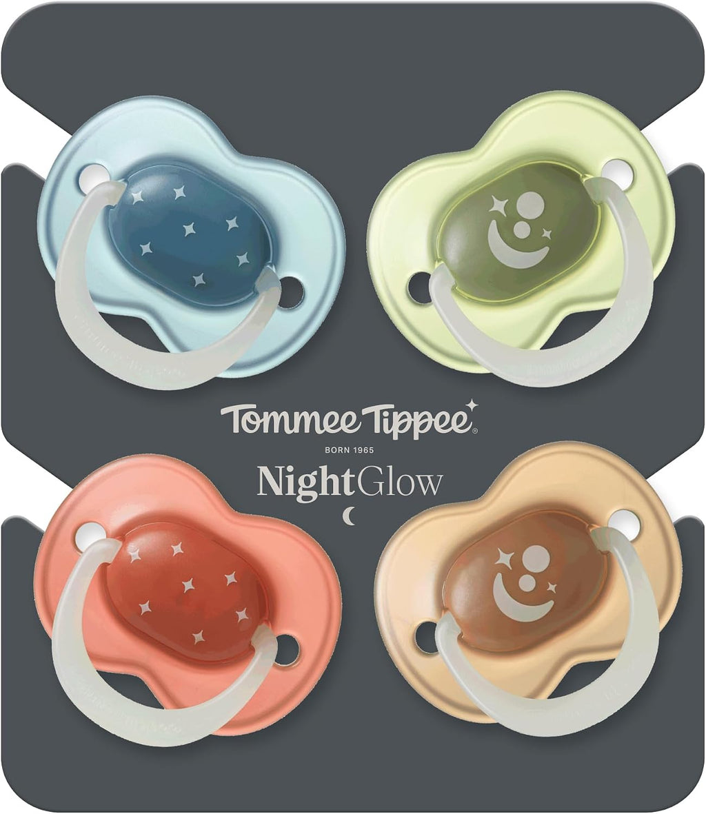 Tommee Tippee NightGlow Dummy Orthodontic 6-18m Pack of 4