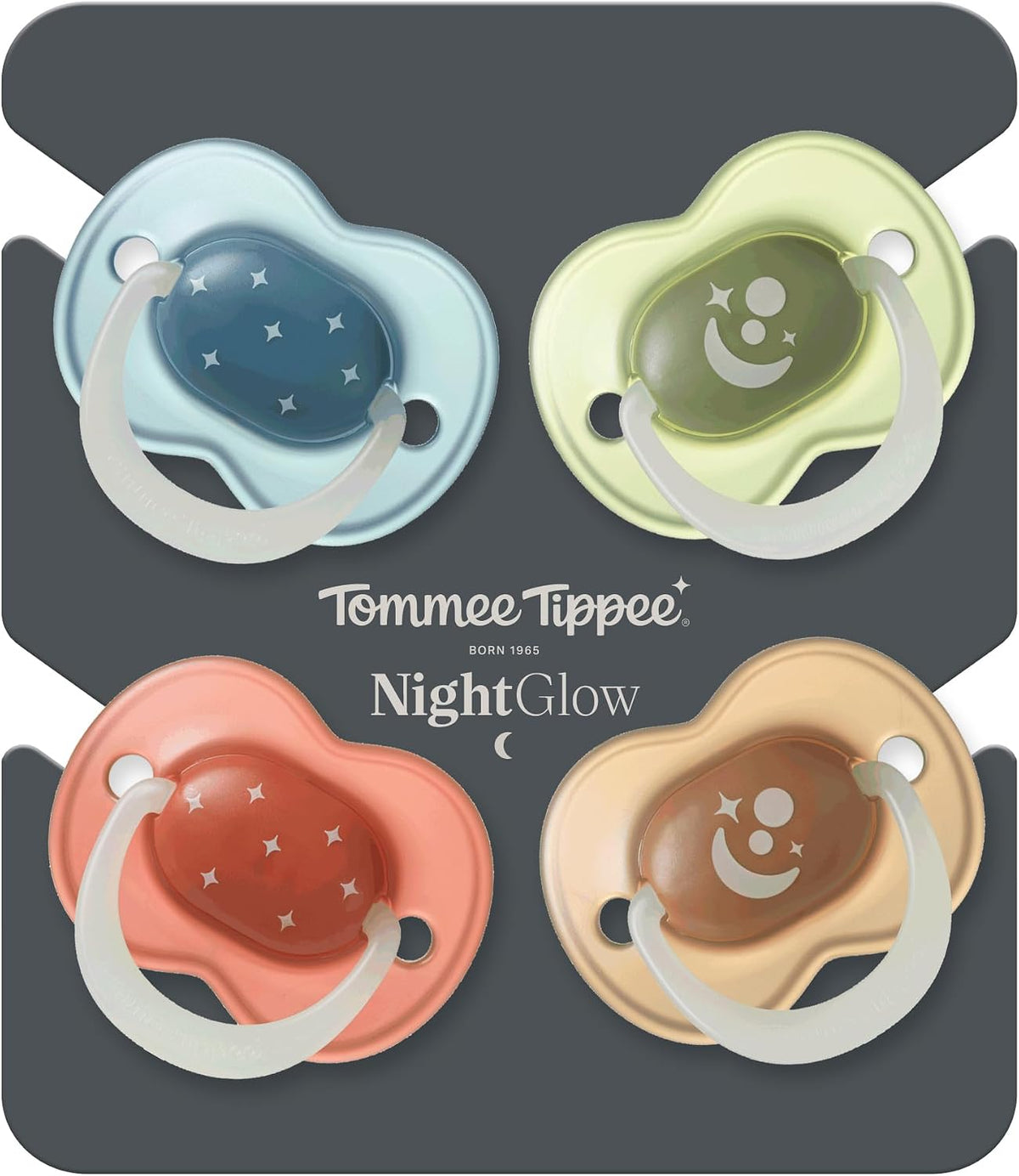 Tommee Tippee NightGlow Dummy Orthodontic 6-18m Pack of 4