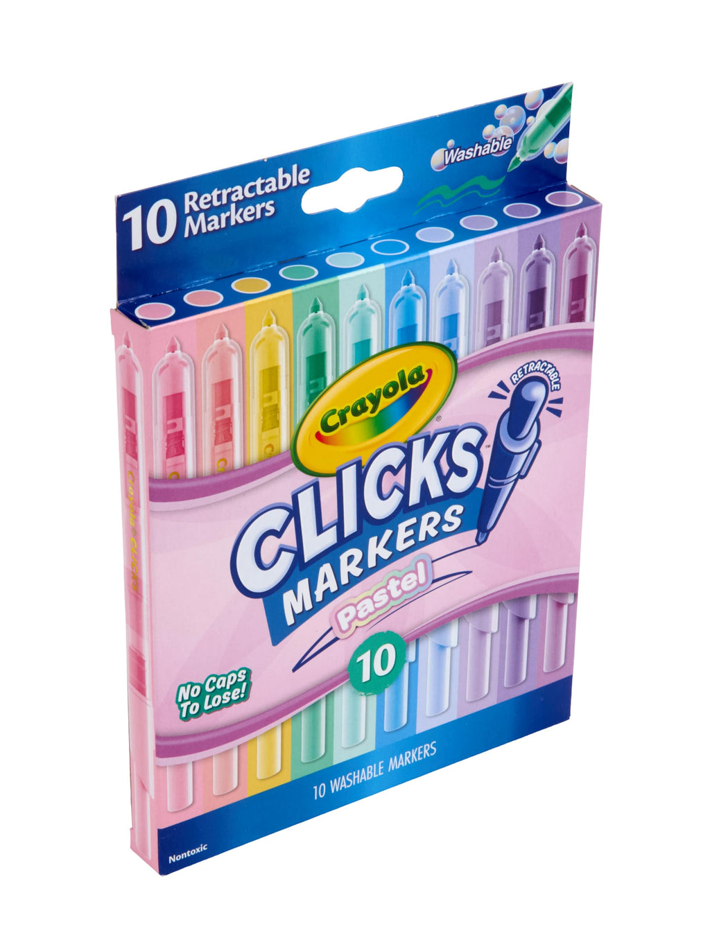 Crayola Clicks Retractable Tip Markers (10ct), Washable Cone Tip Art Marker Set, Cute Aesthetic School Supplies, Classroom Must Haves, Ages 8+