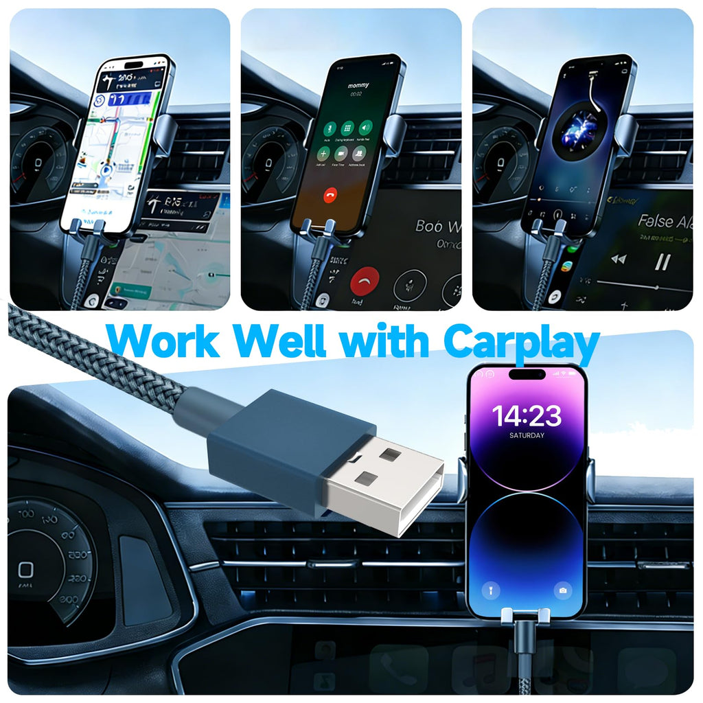 iPhone Charger Cable 1M [Apple MFi Certified] Lightning to USB Cable Lead 3 Foot, 2.4A Fast Charging Cable for iPhone 14 13 12 11 Pro Max XS XR X 8 7 6 Plus 5, iPad and iPod