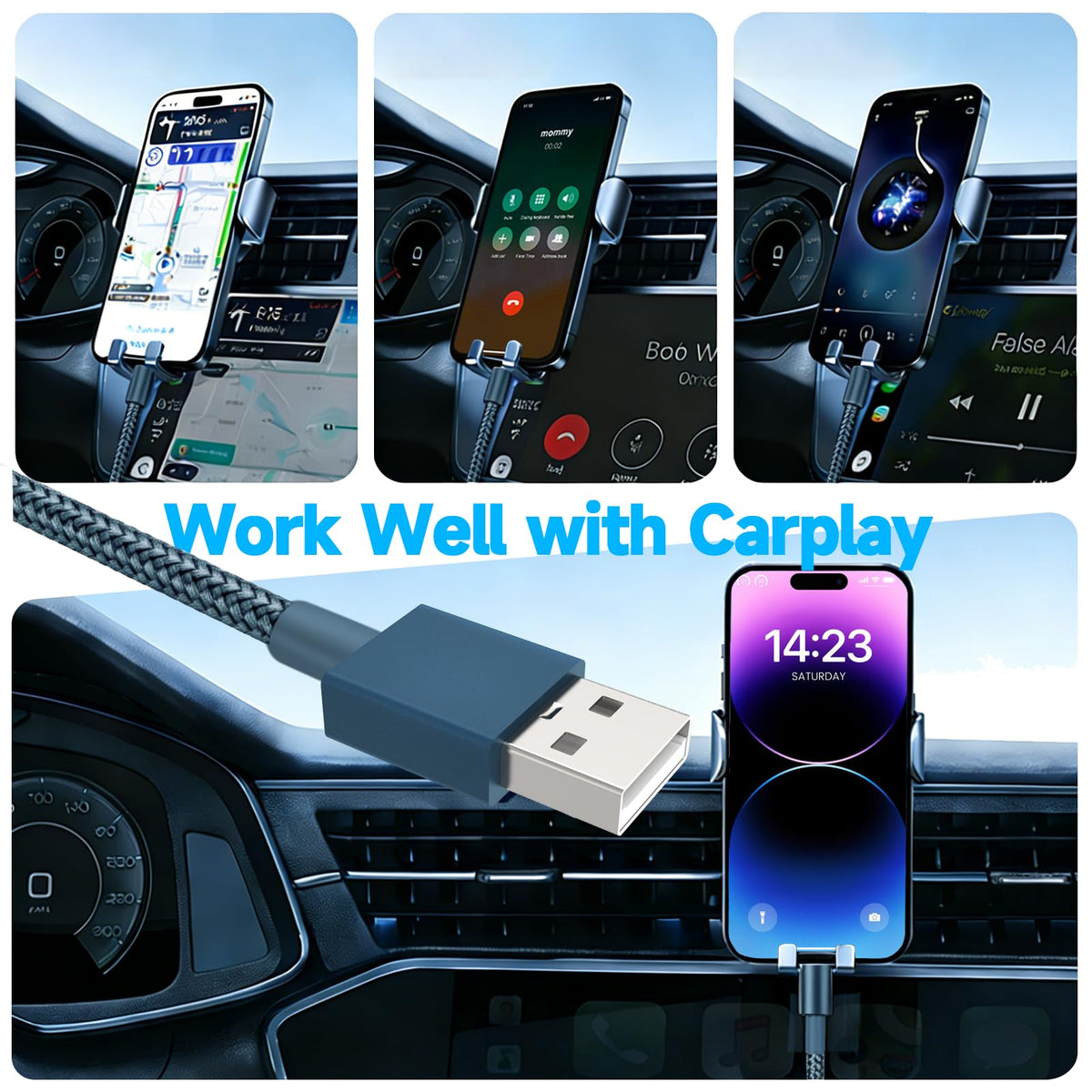 iPhone Charger Cable 1M [Apple MFi Certified] Lightning to USB Cable Lead 3 Foot, 2.4A Fast Charging Cable for iPhone 14 13 12 11 Pro Max XS XR X 8 7 6 Plus 5, iPad and iPod