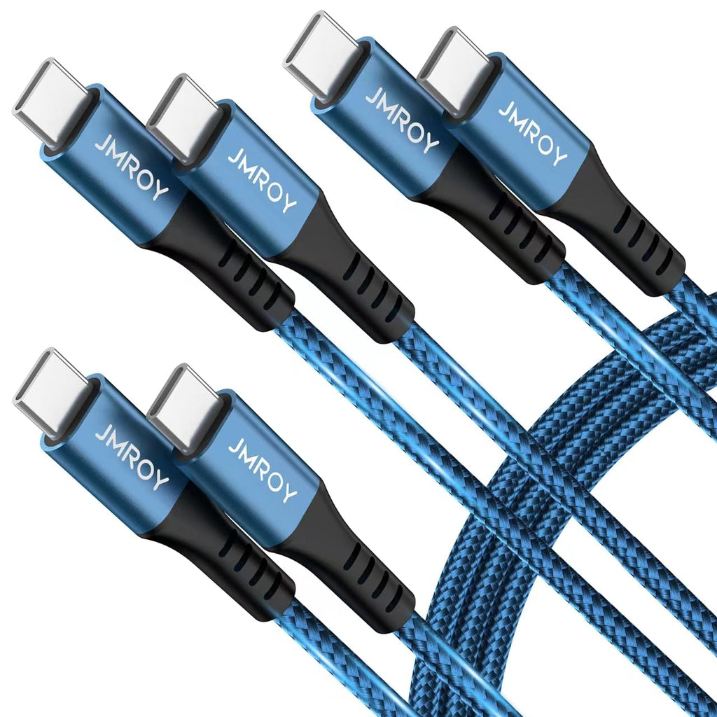 USB C to USB C Charger Cable 2M 3Pack, 60W Fast Charger Cable 2 Metre, Nylon Braided C to C Charging Cord Compatible with iPhone 18 17 16 Pro Max, Samsung Galaxy S26 S25, MacBook Air