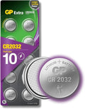 GP Extra CR2032 3V Lithium Coin Batteries – Pack of 10, AirTag & Key Fob