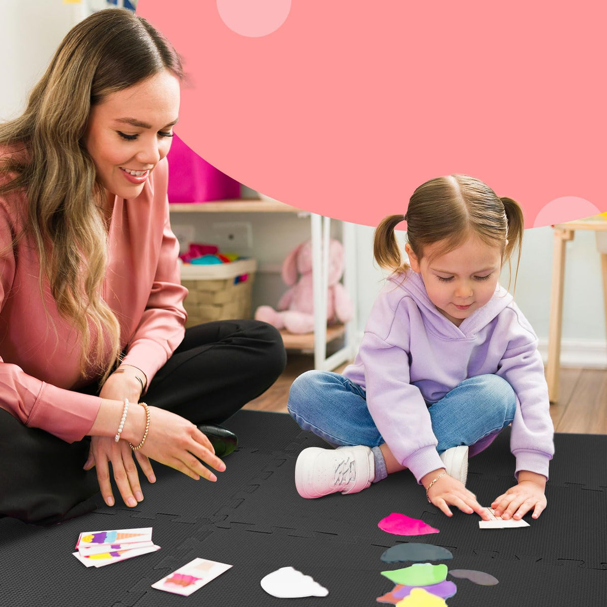 kidoola Foam Baby Play Mat (29x29cm) – Thick & Soft EVA Foam Interlocking Floor Tile Matting for Children – Large Multi Colour, Safe & Comfortable 7mm Thick Play Flooring (27pc)